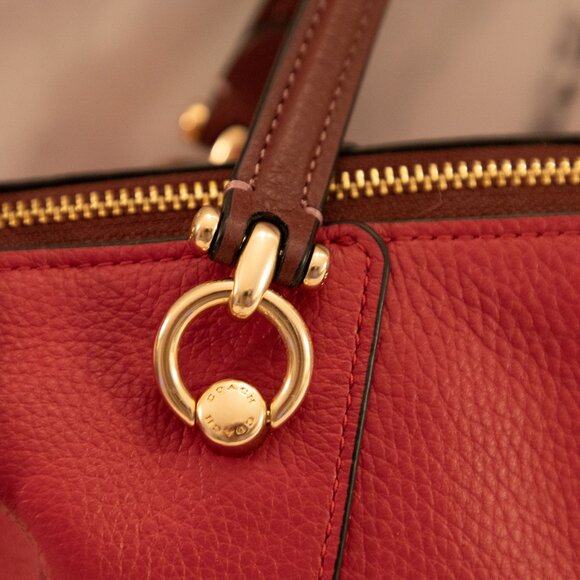 Coach Kacey Satchel – Red with Brown Trim – LIKE NEW - Picture 3 of 15